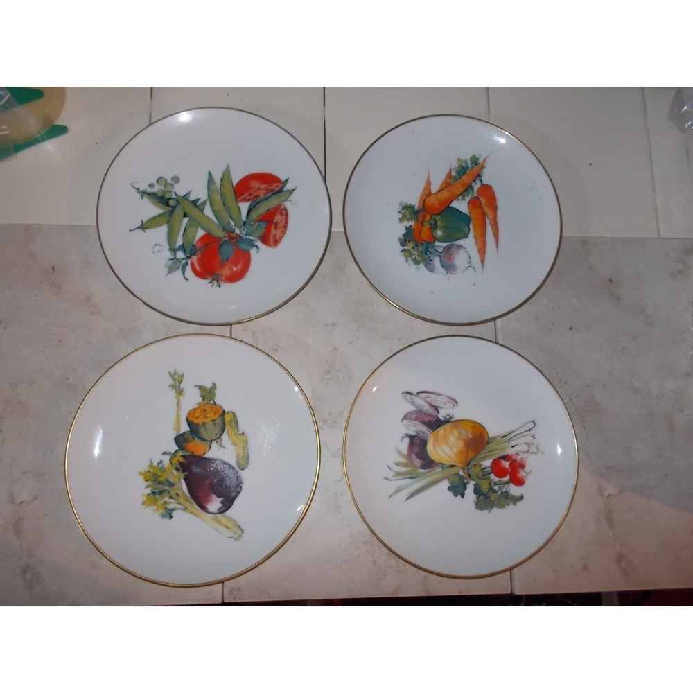 Fairmont Perfect Porcelain Vegetable Plates Set of 4 Dessert Gold Rim